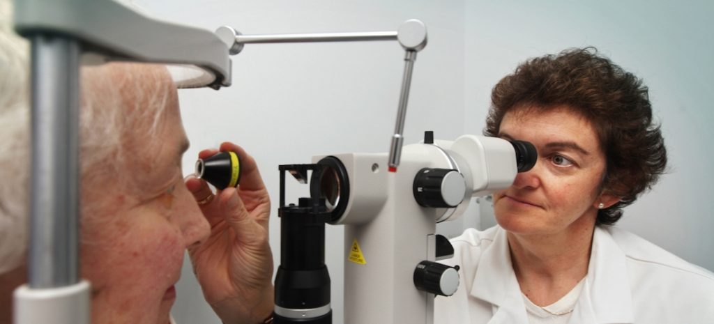 Prof Robyn Guymer conducting an eye exam